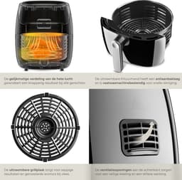 tectake® Airfryer - Heteluchtfriteuse, Airfryer, Touchscreen Display, div. Programma's, Airfryer Zonder Vet en Olie, Vaatwasmachinebestendig, Met Accessoires Receptenboekje (HF-3019TS-D Yaiza) — thumbnail 5