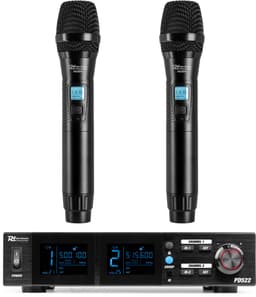 Power Dynamics PD522 microfoonsysteem met 2 draadloze UHF microfoons - 2x 100 kanalen - Met koffer — thumbnail 1