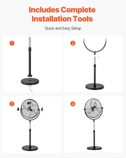 VEVOR Staande Ventilator 560mm Ventilator 3 Snelheden 115-147cm Hoogte Verstelbaar — thumbnail 4