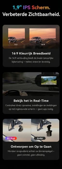 Dashcam - 2K HD - voor Auto - Voor en Achter Camera - Dual Dashcam - DDPAI — thumbnail 5