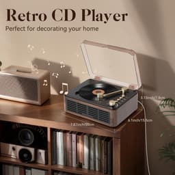 Retro CD Speler - Bluetooth Speaker - Meerdere afspeelmodi - Met Draadloze Verbinding & Afstandsbediening - Bruin - AUX & FM Radio - Voor Huis & Slaapkamer — thumbnail 2