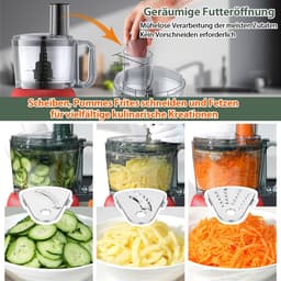 Foodprocessor en mixer combinatie - 2,5 L hakker voor vlees en groenten, 2 L blender met 1500 W glazen container, 2 snelheden en pulsefunctie voor smoothies — thumbnail 4