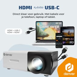 Denver Mini Beamer - Full HD 1920*1080P - 30 ANSI Lumen - Projector - Thuisbioscoop - HDMI - USB-C - PR1000 — thumbnail 3