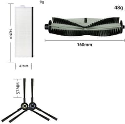 Accessoirekit - geschikt voor ILIFE A7 - A9S - X785 - X750 - X800 robotstofzuiger - met 1 hoofdborstel (rubber), 3 paar zijborstels, 4 filters en 1 voorfilter — thumbnail 2