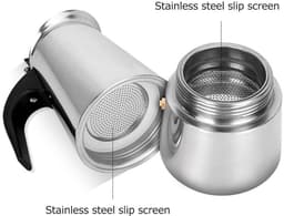 Roestvrijstalen koffiezetapparaat, draagbaar elektrisch apparaat voor mokka latte, espressofilter, koffiekopje in Europese stijl - 200 ml — thumbnail 1