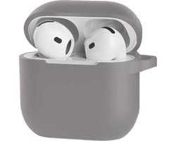 Bescherm je AirPods 4 met onze handige Siliconen Hoes - Geschikt voor Apple AirPods 4 - Met Clip Cover - Grijs
