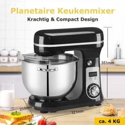 RVS Keukenmixer 6L - Professionele Deeg- en Kneedmachine - 4KG Capaciteit — thumbnail 3