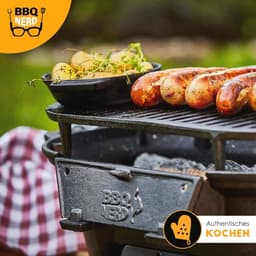 Mobiele Houtskoolgrill voor Tafel en Camping - Gietijzeren BBQ Grill voor 2-4 Personen — thumbnail 2