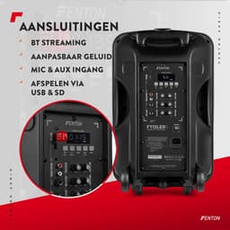 Speaker Bluetooth - Fenton FT12LED MK2 karaoke box met LED’s, accu en microfoon - Voor huisfeestjes — thumbnail 4