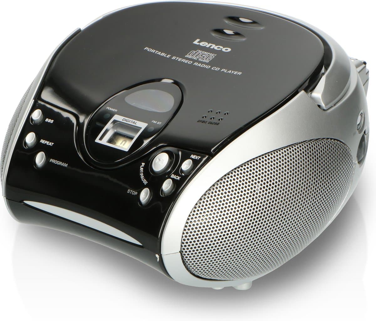 Lenco Draagbare Radio CD Speler - Stereo FM Radio en AUX – Werkt ook op batterijen - SCD-24 Zwart — afbeelding 1