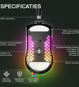 SteelSeries Aerox 3 Wireless - Onyx gaming muis — thumbnail 4