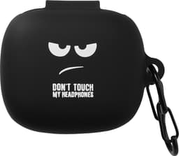 kwmobile Hoes geschikt voor JBL Live Pro 2 TWS - Siliconen cover voor oordopjes in wit / zwart / zwart - Don't Touch My Headphones design — thumbnail 4