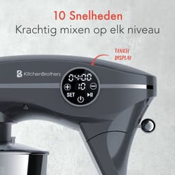 KitchenBrothers Keukenrobot - Keukenmachine - Touch Display en Timer - BPA-vrij - 6,2L - 1800W - Keukenmixer - Aluminium - Antraciet — thumbnail 3