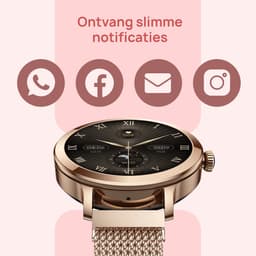SAMMIT Smartwatch Dames - Goud - Full Touchscreen – IOS en Android – Stappenteller - Met Roze Bandje - 36mm — thumbnail 3