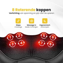 Revolt Massagekussen - Shiatsu Massage Apparaat - Elektrisch Nekmassage - Nek/Schouder/Rug Massage - Infrarood Verwarming — thumbnail 5