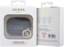 GUESS, Hoesje geschikt voor AirPods Pro - 4G Script met Glinsterende Charm & Strass, Zwart — thumbnail 5