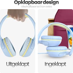 Xssive Kinder Koptelefoon met Volumebegrenzing 85dB - Koptelefoon Voor Kinderen 3-9 Jaar Met Microfoon en Kabel - Veilig Geluid - Blauw/Geel — thumbnail 4