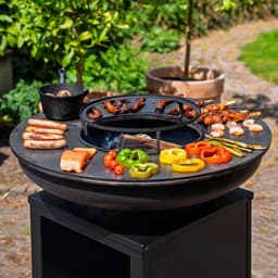 RJRoyal Living BBQ Plancha Grill Hermano XXL Blackline - Met pook en houtopslag Ø80cm 8mm — thumbnail 3