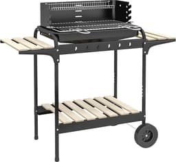 Houtskool BBQ Grill met Verstelbare Hoogte en Wielen - Ideaal voor Buiten — thumbnail 1