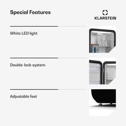 Klarstein Mini-Koelkast Audrey Evo 90L retro Mini Koelkast - Stil 40 dB, Compacte Kleine Koelkast met Verstelbare Voeten, Omkeerbare Deur, mechanische Thermostaat, Zwart - voor Hotelkamer voor Slaapkamer - Geruisloos - Mini Fridge — thumbnail 5
