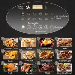Premie Airfryer - 4L - met Digitaal Touchscreen en 12 Kookprogramma's - 80ºC tot 200ºC - 1300W - Zwart — thumbnail 3