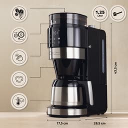 Barista koffiemachine met digitaal touchdisplay 800W zwart met koffiemolen + thermoskan — thumbnail 2