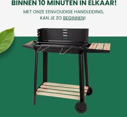 Barbecue van Rlek Online - 4x GRATIS BBQ Accessoires - BBQ - Zwarte Barbecue op Wieltjes - HOUTSKOOL BBQ — thumbnail 2