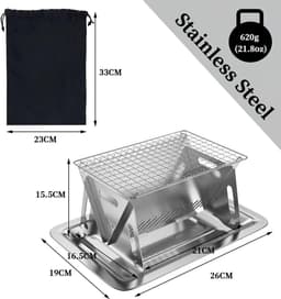Campingkooktoestel, houtkachel, draagbare hobooven, campingkachel, hobofornuis, grillrooster, draagbare roestvrijstalen houtkachel, campingbrander, houtkachel draagbare campinggrill — thumbnail 4