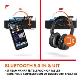 Retro platenspeler Bluetooth (in & out) - Fenton RP162LED - Platenspeler met ingebouwde speakers - Multicolour LED-ring - Zwart — thumbnail 2