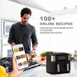 Equivera Dubbele Airfryer - Dubbele Mand - Dual Cook - Heteluchtfriteuse - Verschillende Programma's - Dual Zone - Mega — thumbnail 2