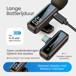 Dynabright Draadloze Microfoon Pro - 2 Stuks - Lavalier - USB-C/Lightning - Windshields - 30m Bereik - Dasspeld - Ruisonderdrukking - Plug & Play - Voor Smartphone, Tablet & Laptop — thumbnail 2
