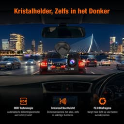 MrGoods Dashcam Auto - Triple Lens Dashcam Voor Achter Binnen Camera - Wifi - 1080P Full HD - Nachtzicht - G-Sensor - Parkeermodus - Looprecording — thumbnail 2
