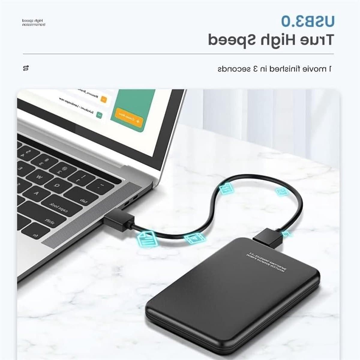 Externe Harde Schijf - Opslagapparaat Mobiel - Bestanden Opslaan - Directe Herkenning - 1TB Opslag - Zwart — afbeelding 1