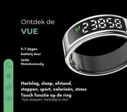 NOLATR Vue, Slimme Ring met Stappenteller, Activiteitstracker & Hartslagmeter – met Touch functie - Zonder Abonnement & Nederlandse App – Zwart – Maat 9 — thumbnail 3