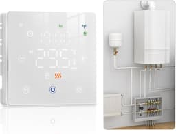 Slimme Thermostaat - Digitale Regelaar - Verwarming Instellen - App en Spraakbesturing - 86x86x25MM - Wit — thumbnail 1