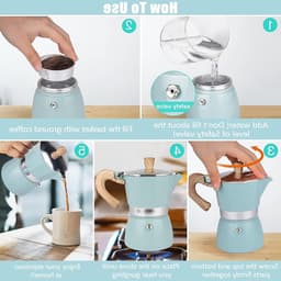 Espresso Maker voor 6 Kopjes - 10oz Handmatige Moka Pot voor Italiaanse Koffie, Aluminium Percolator en Koffiezetapparaat — thumbnail 4