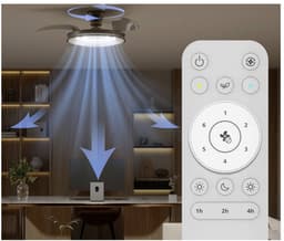 Philips Atlas Plafondventilator met ingebouwde LED-lamp - 3 Intrekbare bladen, diameter: 106cm - 4500 Lumen - Instelbaar wit licht van 2700K tot 6500K - Dimbaar tot 5% - Afstandsbediening - Nikkel — thumbnail 3