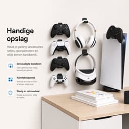 Sounix Universele Game Controller Houder - Hoofdtelefoon Hanger - 6 stuks - Controller Muurbevestiging voor PS5/PS4/Xbox/Switch - Zwart — thumbnail 2