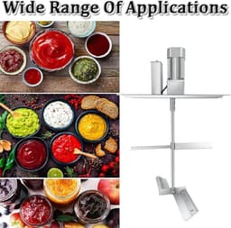 Keukenmixer - Automatische mixer - Efficiënt Roeren - Dubbellaagse bladen - 60L - Zilver — thumbnail 4