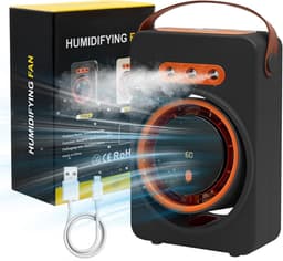 Namajunas - Ventilatoren - Tafelventilator - Stille ventilator met waterkoeling - Mini mobiele airco draagbaar - Luchtkoeler met water - aircooler - Oplaadbare ventilator met 5 snelheden en timer - Mistfunctie - Geurverspreider - Zwart — thumbnail 1