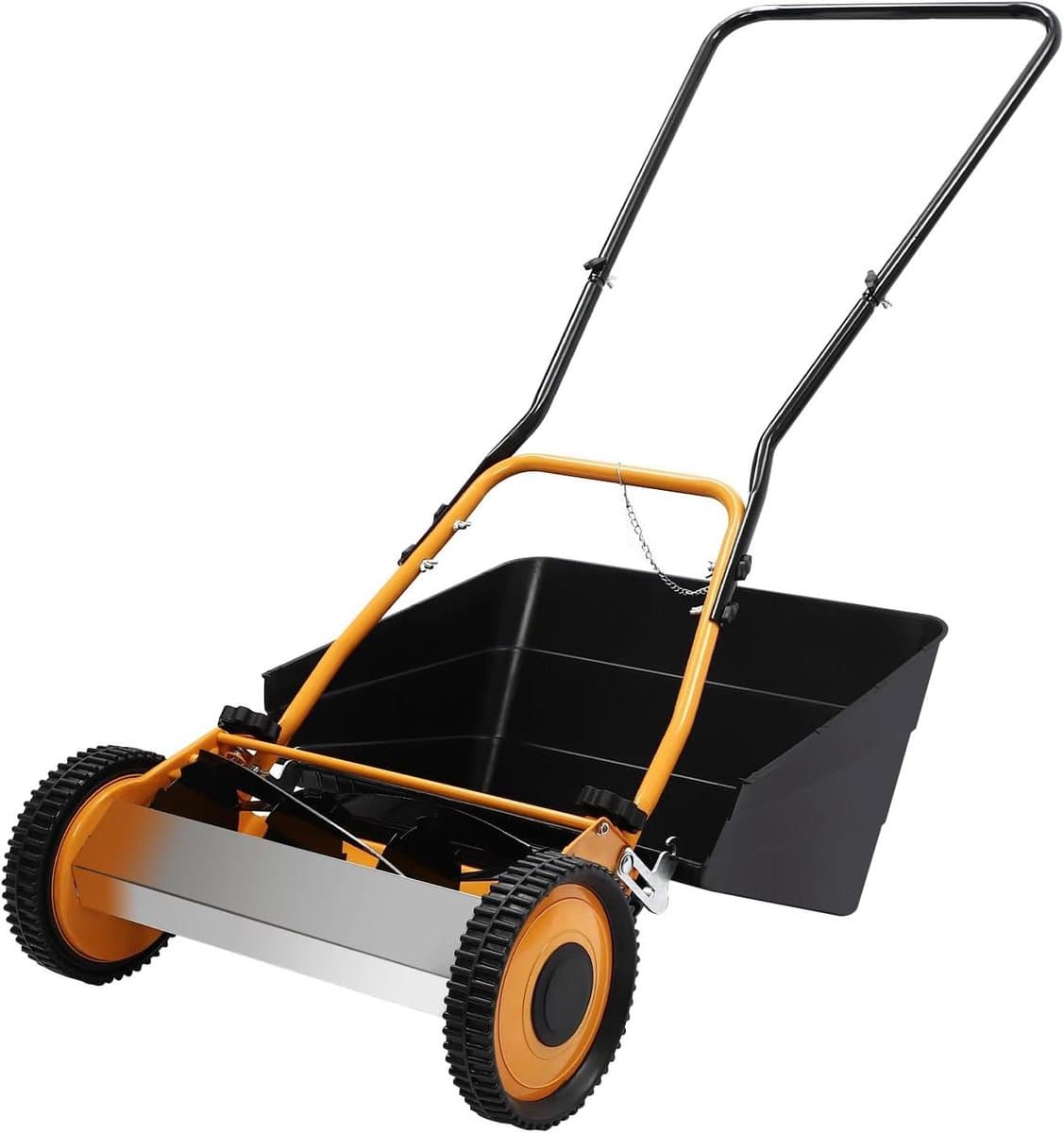 Handgrasmaaier - Duwmaaier - Gazon Onderhoud - Met Grasopvangbak - 16 Inch Maaibreedte - Oranje Zwart — afbeelding 1