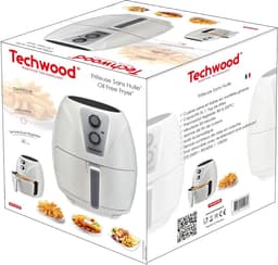 Friteuse zonder olie - Airfryer hetelucht - Gezond bakken - Snelle bereiding - 3 Liter - Wit — thumbnail 2