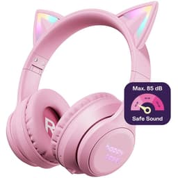 HappyCase Kinder Koptelefoon met Kattenoortjes - veilige volumebregrenzer - Bluetooth Koptelefoon Voor Kinderen - Ledverlichting - Over-Ear Hoofdtelefoon - Geluiddempend - Roze — thumbnail 1