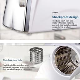 Elektrische Rasp - Keukenmachine Groente - Snel Ingrediënten Bereiden - 3 Roestvrijstalen Messen - 300 Watt Motor - Wit — thumbnail 5