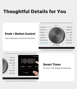 coocaa Galaxy A3-serie voorlader-wasmachine, 7 kg, BLDC-motor, A-10% energieklasse, bacterieverwijderingssysteem, stoomwassen, snelwas 15 min, kinderslot, 15 programma’s, eindtijd uitstel, babyverzorgingsfunctie [Energieklasse A] F702A3AВC0 — thumbnail 5