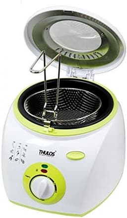 Elektrische Frituurpan - Compacte Frituur - Lekker Frituren - Met Thermostaat - 2 Liter - Wit Groen — thumbnail 1