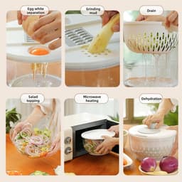 Salade Droger - Groente Centrifuge - Maaltijd Voorbereiding - Met 5 Messen - 4500 Ml - Transparant — thumbnail 2