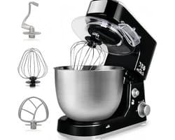 XS-004 Standmixer, 5 liter roestvrijstalen kom, menger met kantelbare kop, universele keukenmachine met 6 snelheden, met 4 accessoires