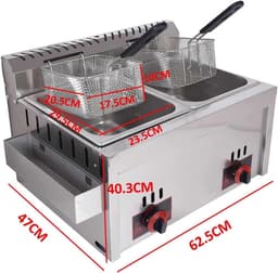 Gasfriteuse Dubbel - Friteuse RVS - Thuis Frituren - Grote Capaciteit - 5-6 Porties - Zilver — thumbnail 5