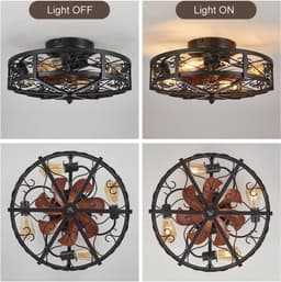 Plafondventilator met Licht - Ventilator zonder vleugels - Luchtcirculatie en verlichting - Stille kooiconstructie - 508 cm - Zwart — thumbnail 5
